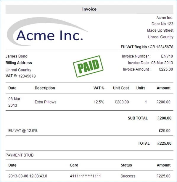 example of a VAT invoice from Whiteboard