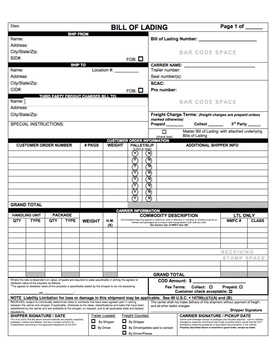 Shipping Invoice Example