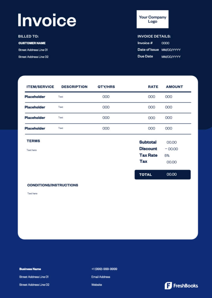 Invoice Template for construction company