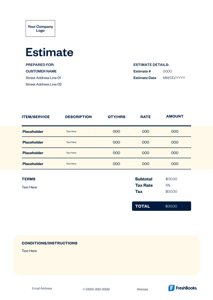 Contractor Estimate Template - Style 8